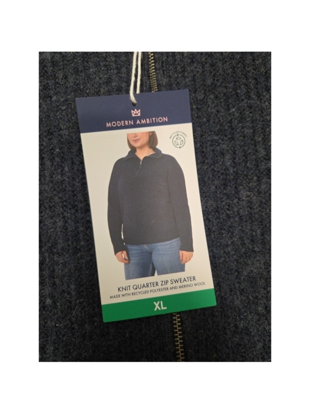 NWT Modern Ambition Cozy Ribbed Women's Half-Zip Navy Knit Sweater SIZE XL - Picture 6 of 12